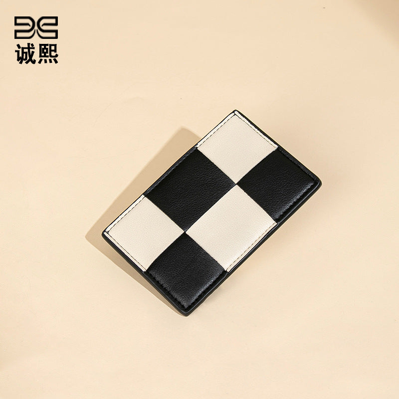 工厂批发时尚编织超薄卡包潮流棋盘格卡夹多功能男女通用收纳卡套