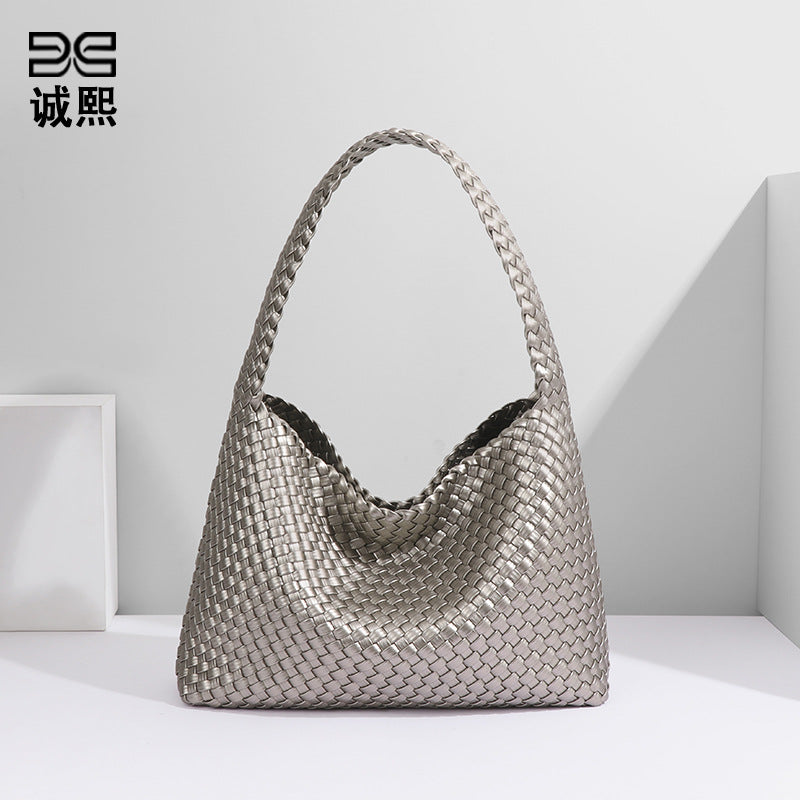 质感流行编织单肩女包潮流百搭大容量腋下包时尚简约韩版托特包包