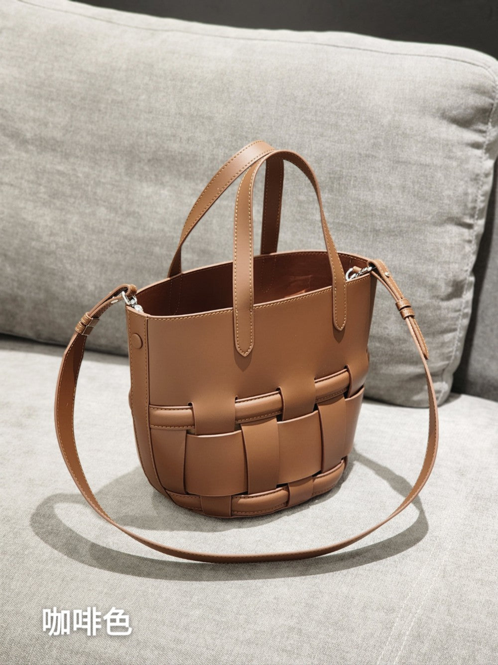 手工编织牛皮托特包时尚镂空手提包大容量单肩包女包外贸一件代发