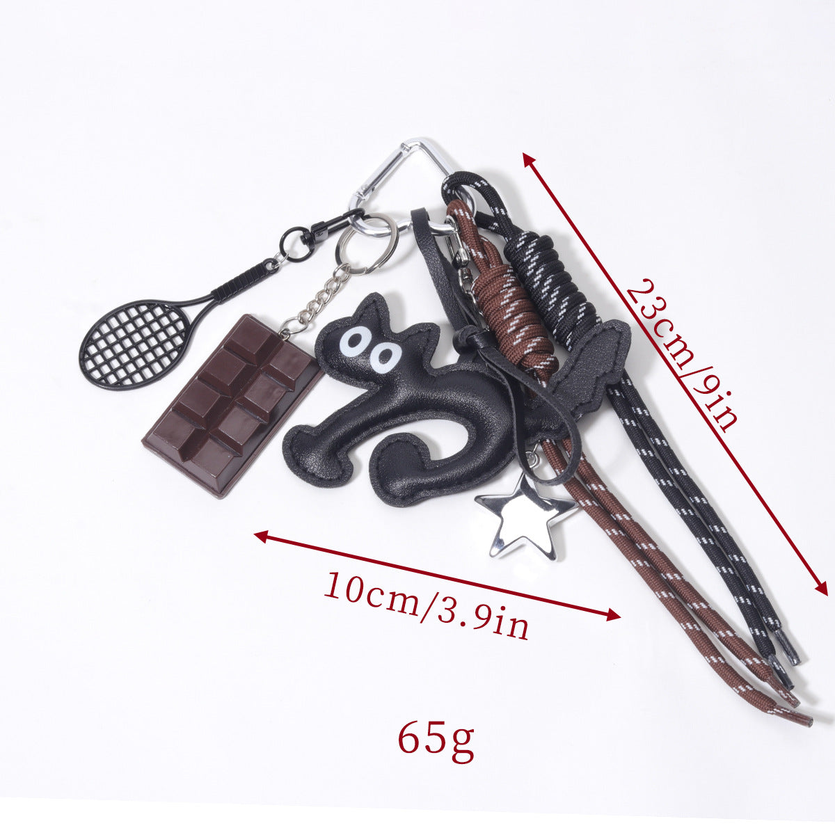 饰品工厂量大价优PU皮质大眼猫巧克力网球拍包包挂件挂饰钥匙扣挂