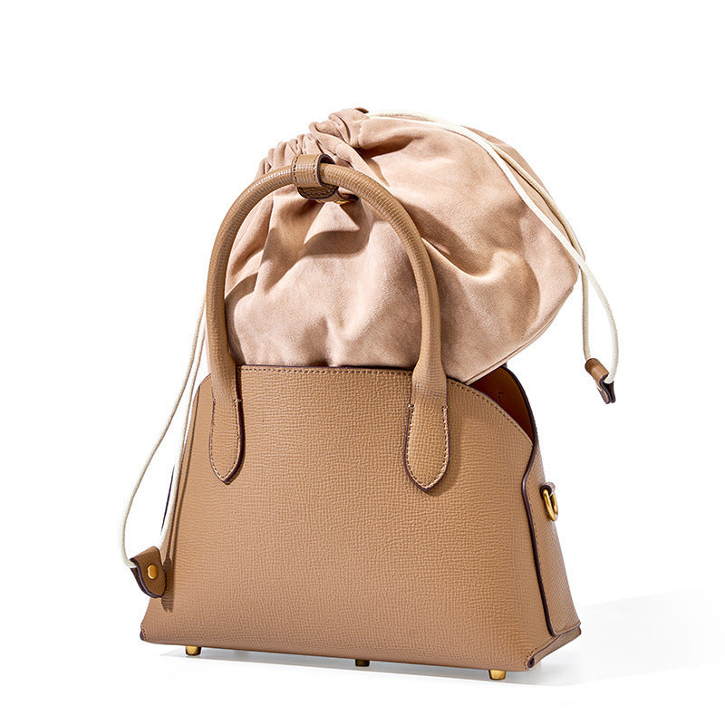 日韩潮包ins真皮手提百搭 手掌纹真皮贝壳包通勤质感包女一件代发