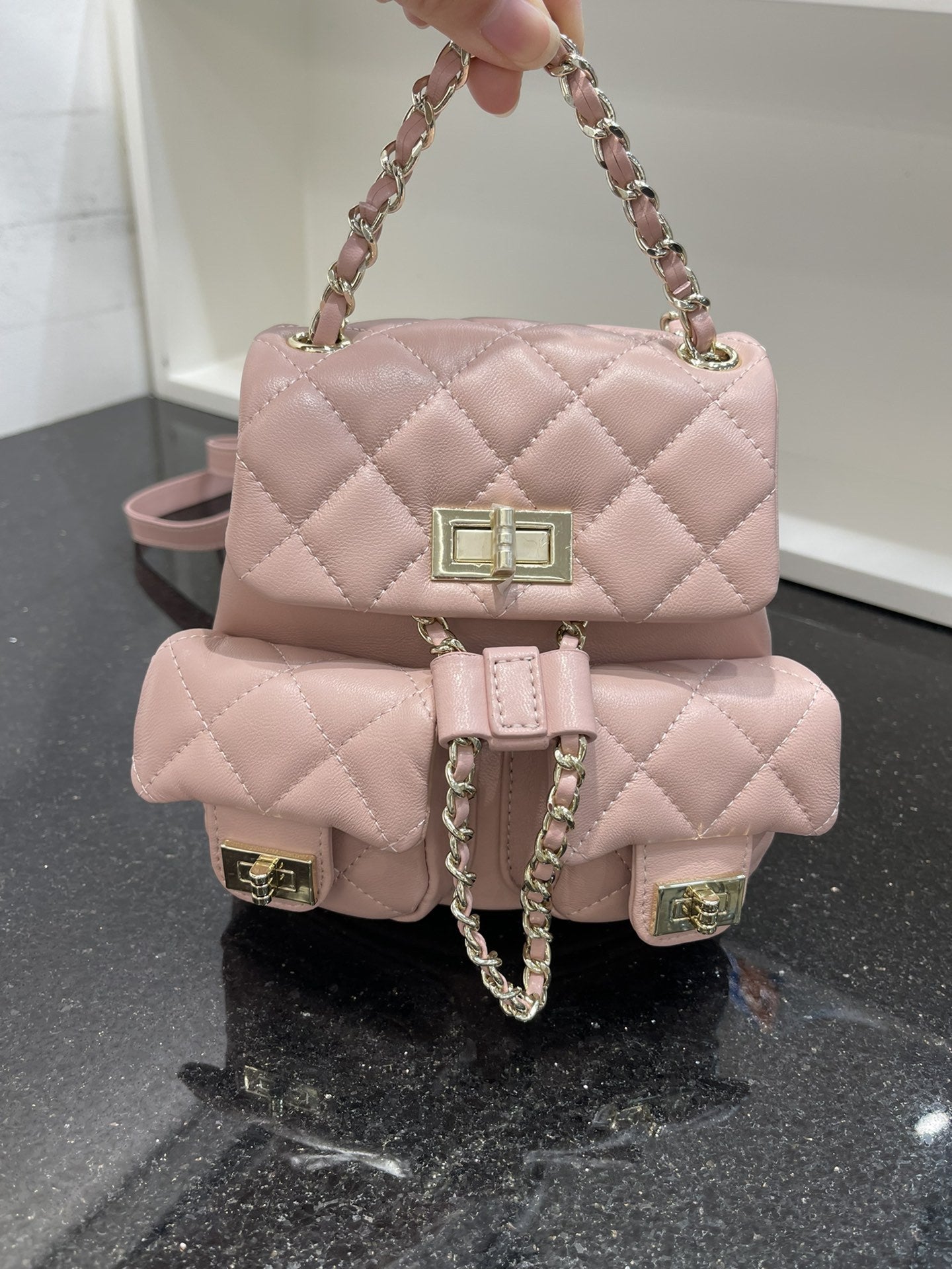 韩版时尚高级感双肩包女2025新款小香风菱格链条包小众双肩背包