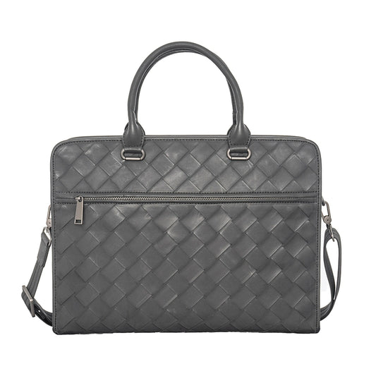 X&BV真皮男包商务包男士手提包大容量编织单肩包斜挎包男士公文包