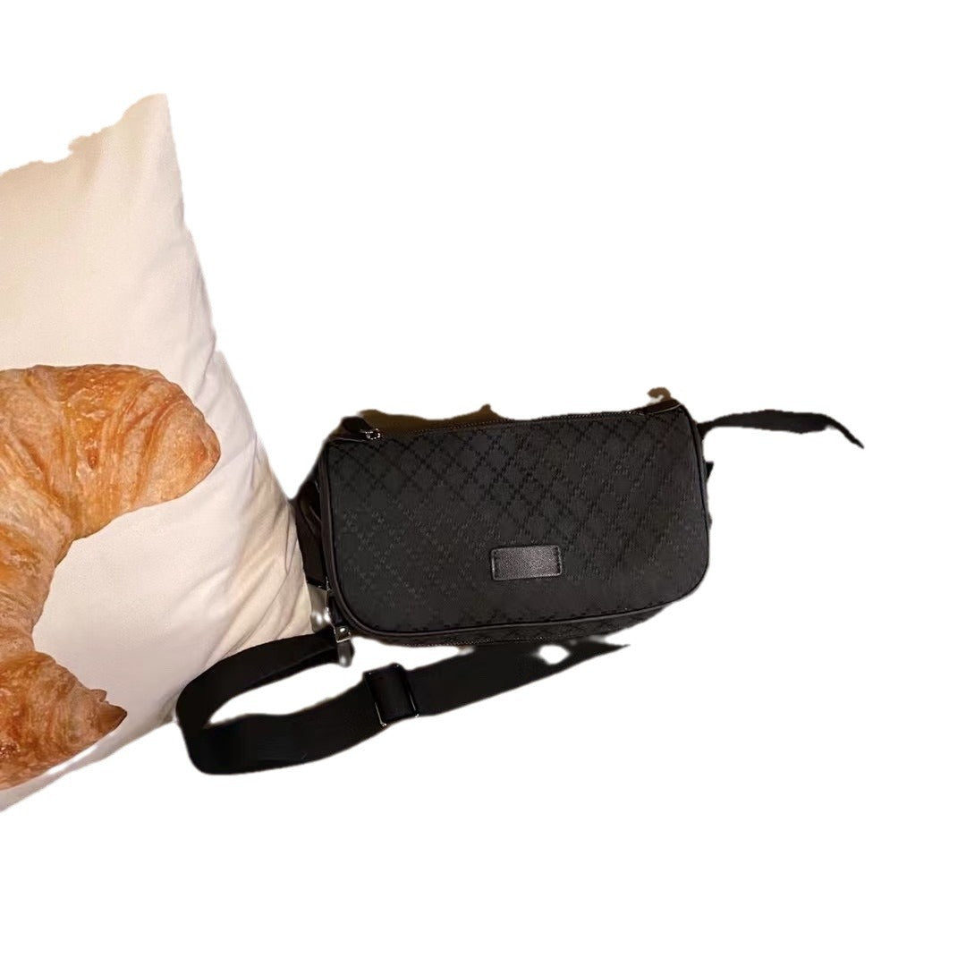 小众中古包饺子包女高级感时尚休闲宽肩带斜挎包帆布包腰包胸包女