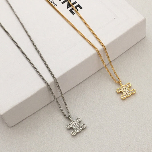 赛林22新款凯旋门满钻项链女耳环高级感气质几何形锁骨链