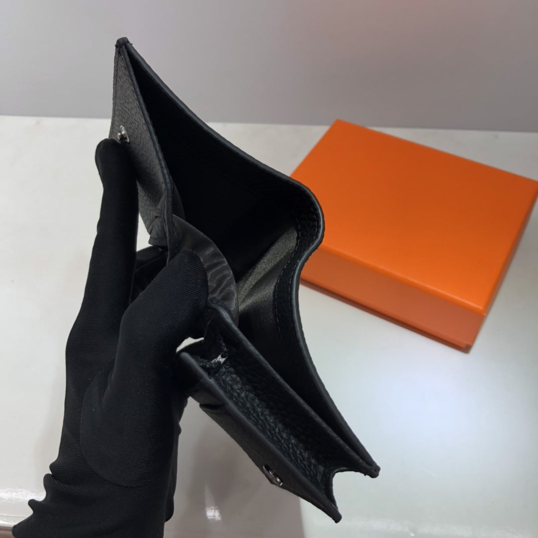 H家荔枝纹短款钱包 多功能凯莉链条包零钱包一体单肩斜挎小方包女