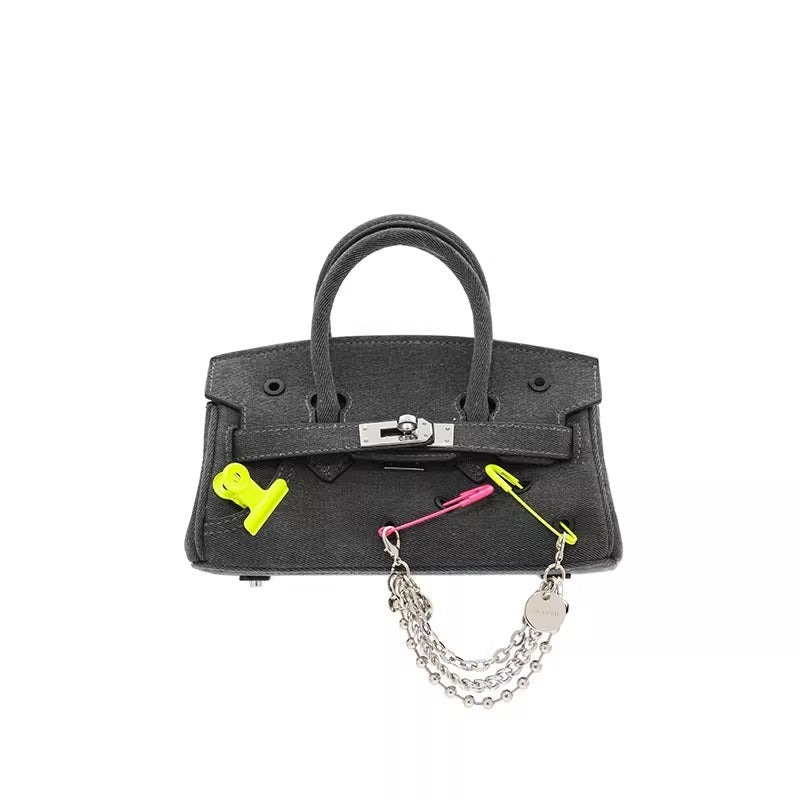 小众恶搞铂金包包女ins潮迷你牛仔帆布辣妹包高级感单肩斜挎包