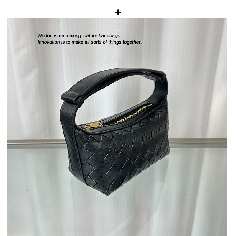 2025新款原厂女包 B家羊皮编织便当包手提饭盒包百搭单肩包腋下包