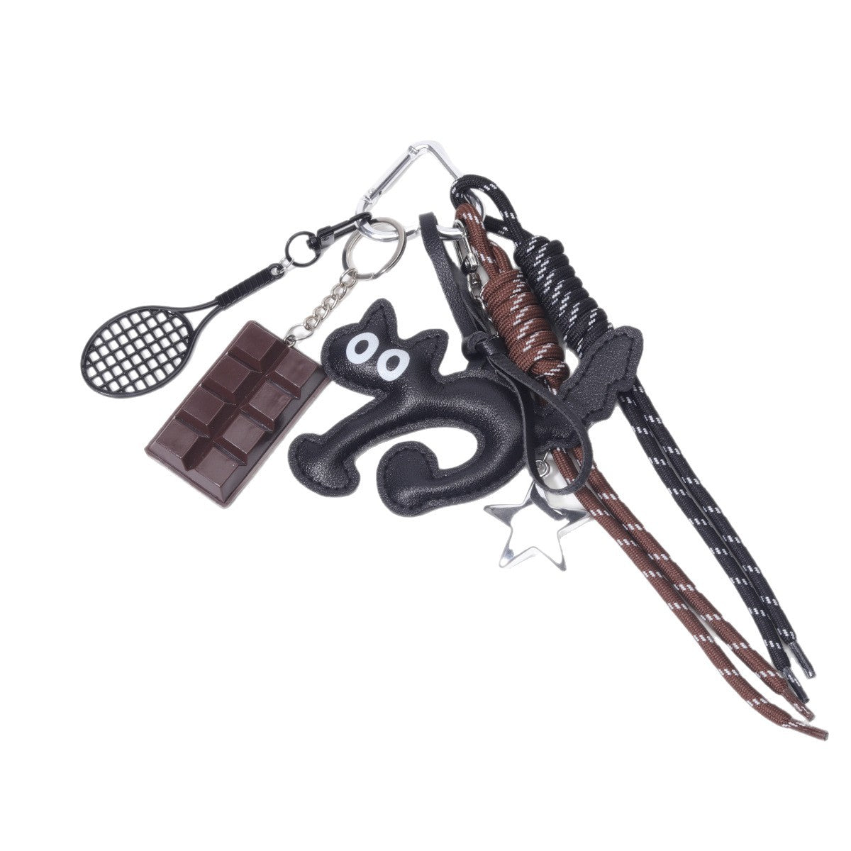饰品工厂量大价优PU皮质大眼猫巧克力网球拍包包挂件挂饰钥匙扣挂