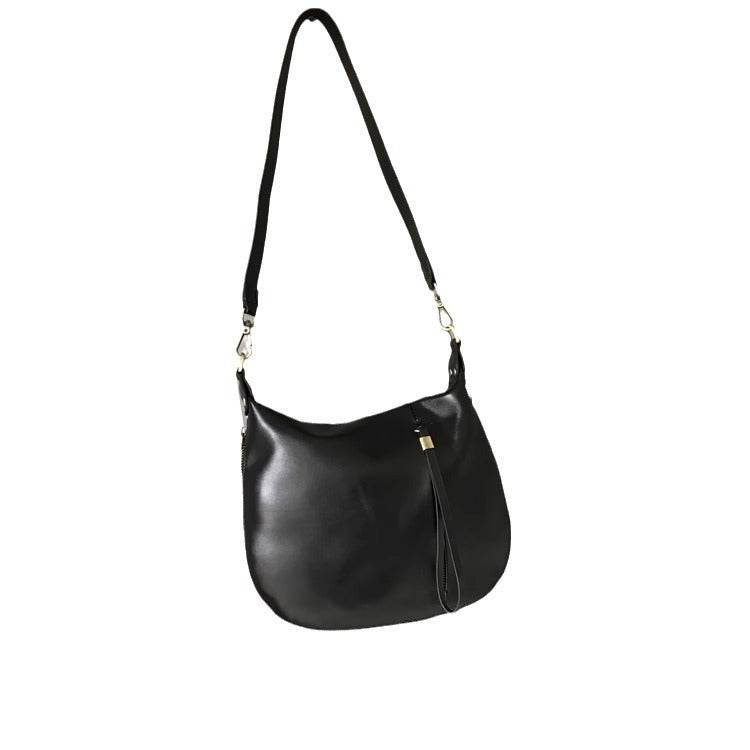 直播新款复古时尚马鞍包包女植鞣牛皮软皮质感小众设计单肩斜挎包