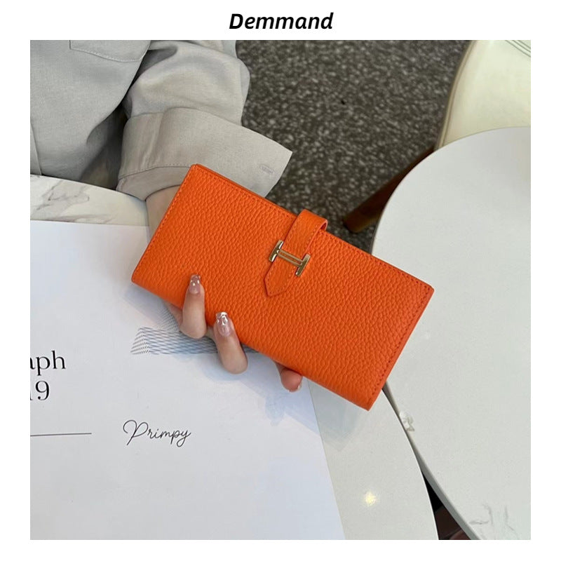 纯牛皮软皮长款超薄钱包大容量放手机女休闲气质真皮驾驶证包钱夹