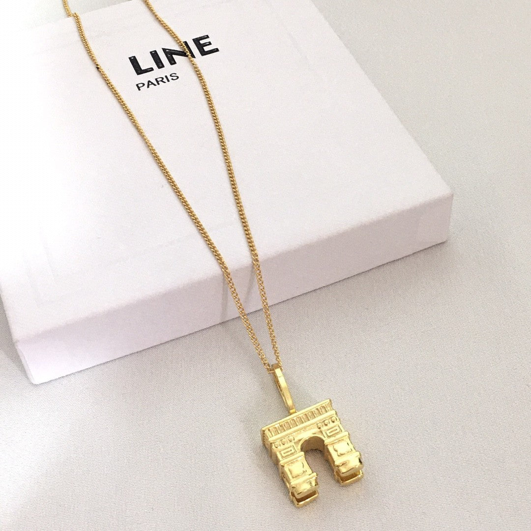 厂家批发赛家新款凯旋门项链女高级感气质复古风中古立体锁骨链