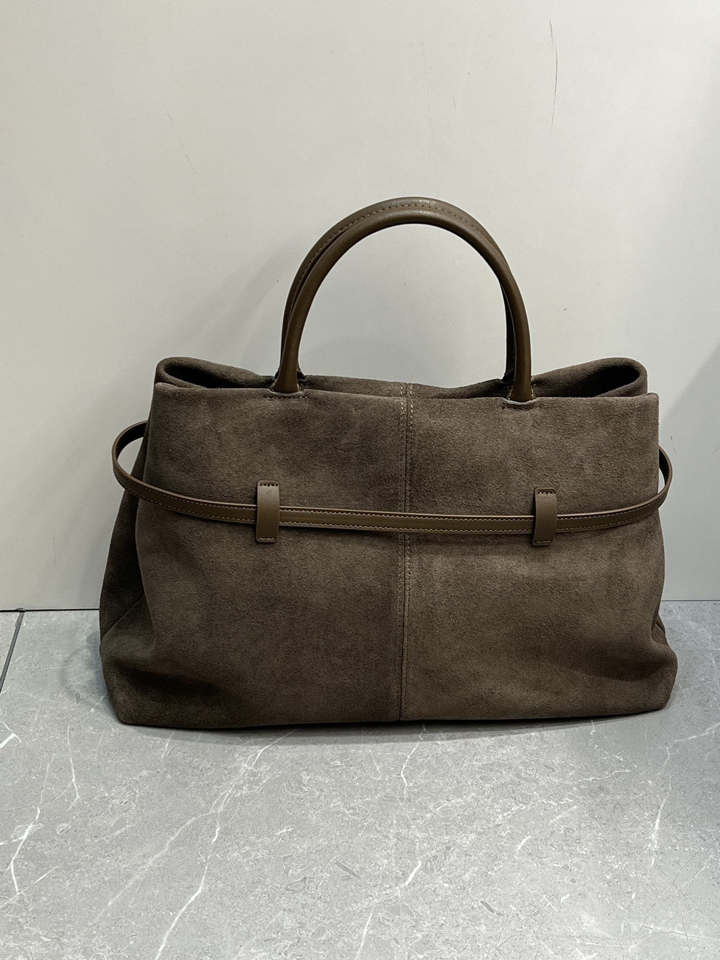 女包中古麂皮大容量托特包保龄球包牛皮通勤公文包腋下手提斜挎包