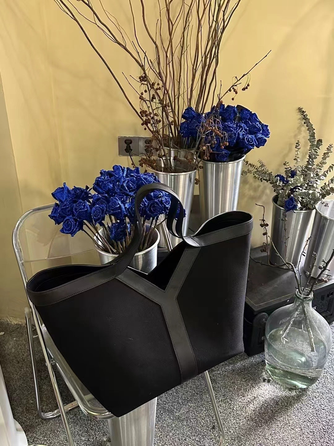 新款潮流牛皮Y字简约托特包大容量单肩腋下手提进口皮料时尚女包