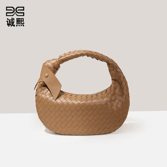 跨境潮流手工编织包包时尚休闲复古饺子包通勤百搭手拎女包单肩包