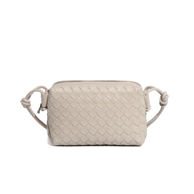 时尚跨境新品手工编织包包简约潮流单肩斜挎女包黑白棋盘格小方包