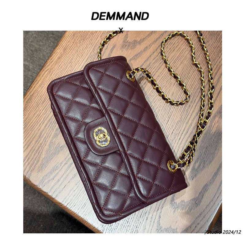 2025新款小香风羊皮cf包复古链条豆腐包高级感单肩斜挎口盖包包