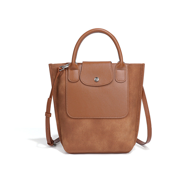 新款拼接磨砂麂皮绒手提女包时尚单肩斜跨包休闲百搭大容量托特包