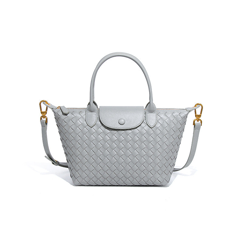 潮流新款龙襄手工编织包休闲百搭手提女包复古小众单肩斜挎饺子包