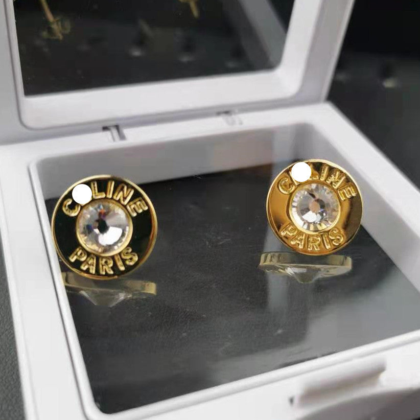 赛家新款耳环女帽子镶钻时尚气质简约冷淡风饰品圆圈水钻耳钉