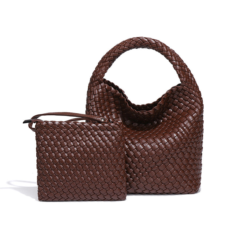 女包工厂2025新品手工编织包包女单肩斜挎腋下手提时尚子母托特包