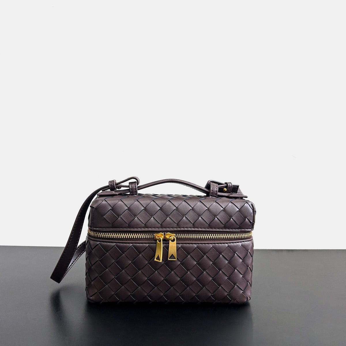 头层羊皮手提包编织饭盒包真皮手拎包化妆盒子包时尚单肩斜挎包女