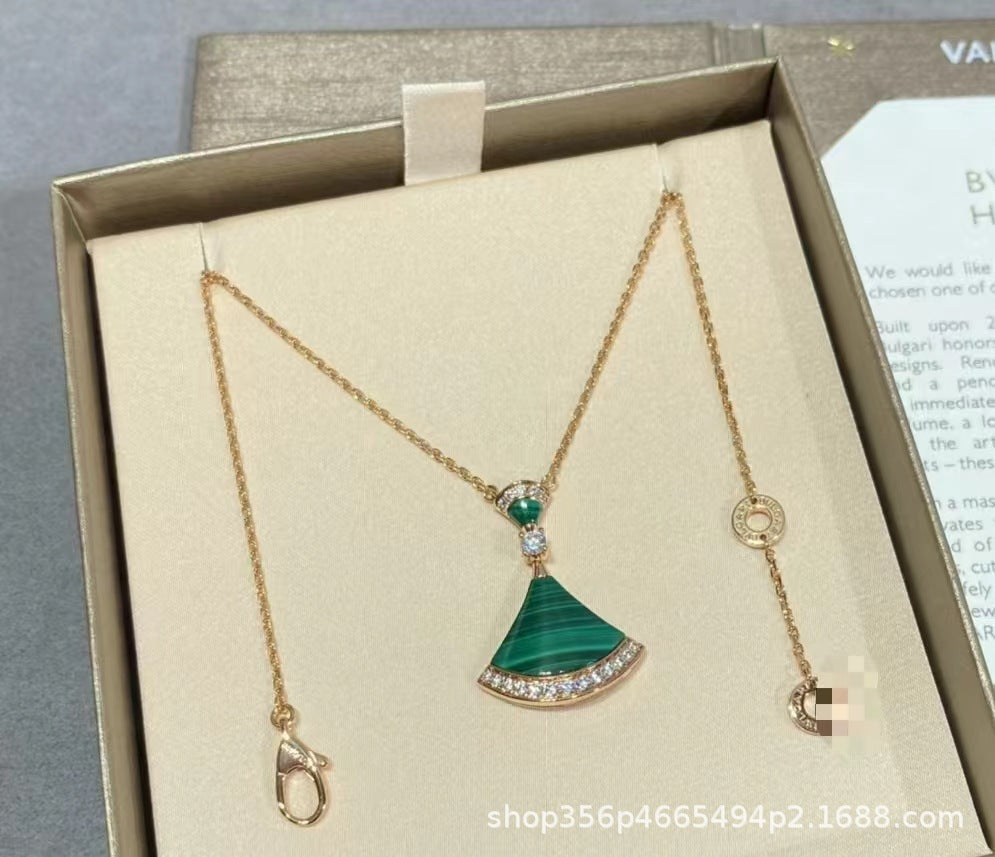 高版本Bao家小扇子项链精工CNC白贝小裙子项链S925银镀18k厚金