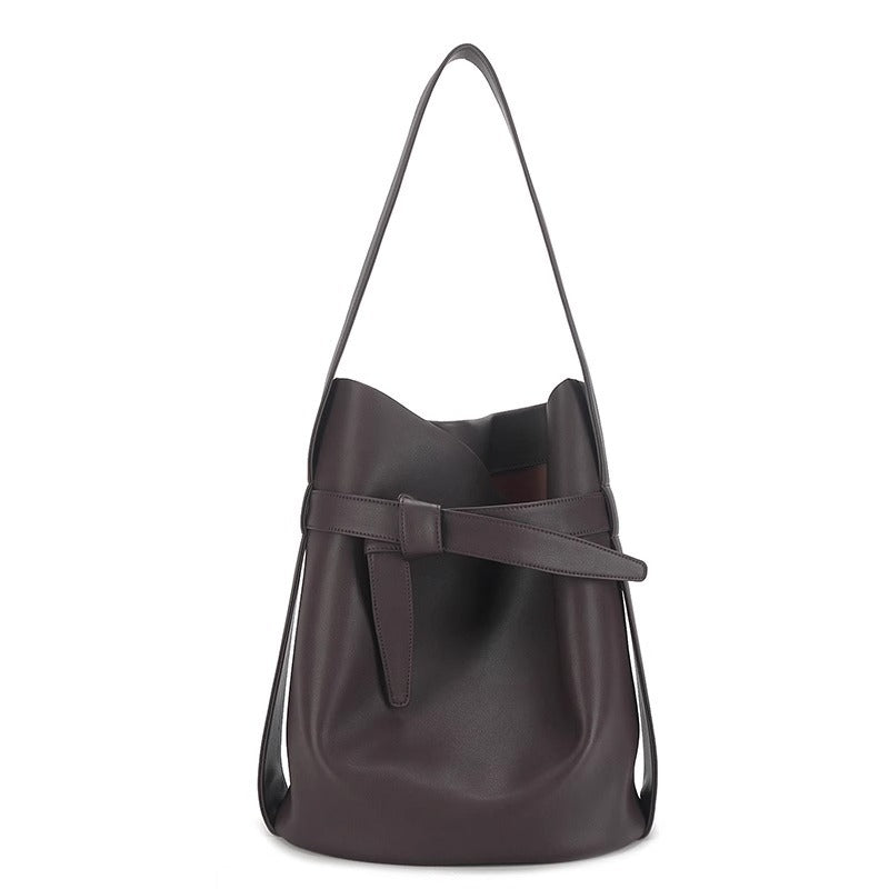 大牌女包蝴蝶结水桶包抽绳手提包打结束口简约通勤大容量托特包