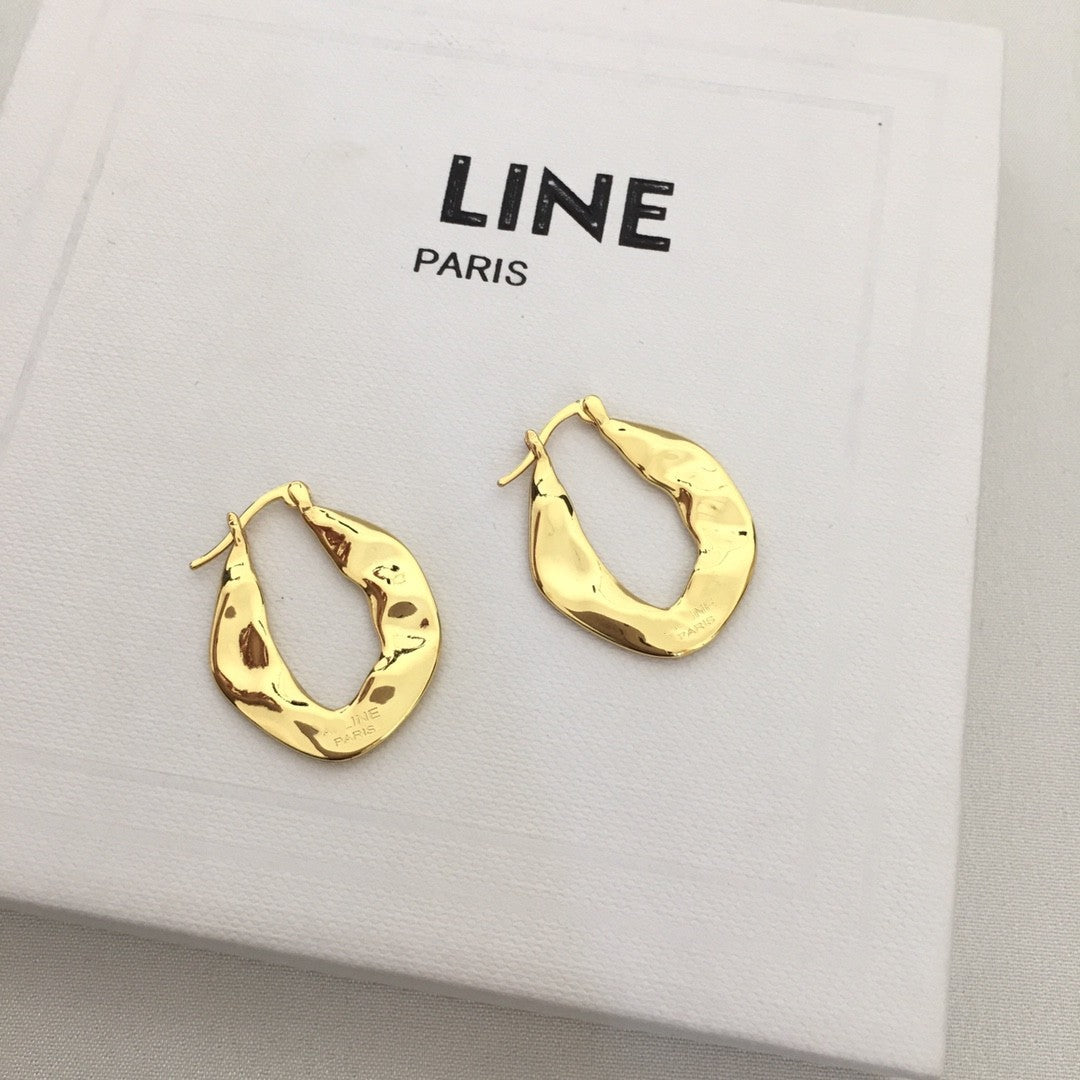 赛林家22新款金色几何型耳环时尚气质镀金CEL风圆圈耳扣