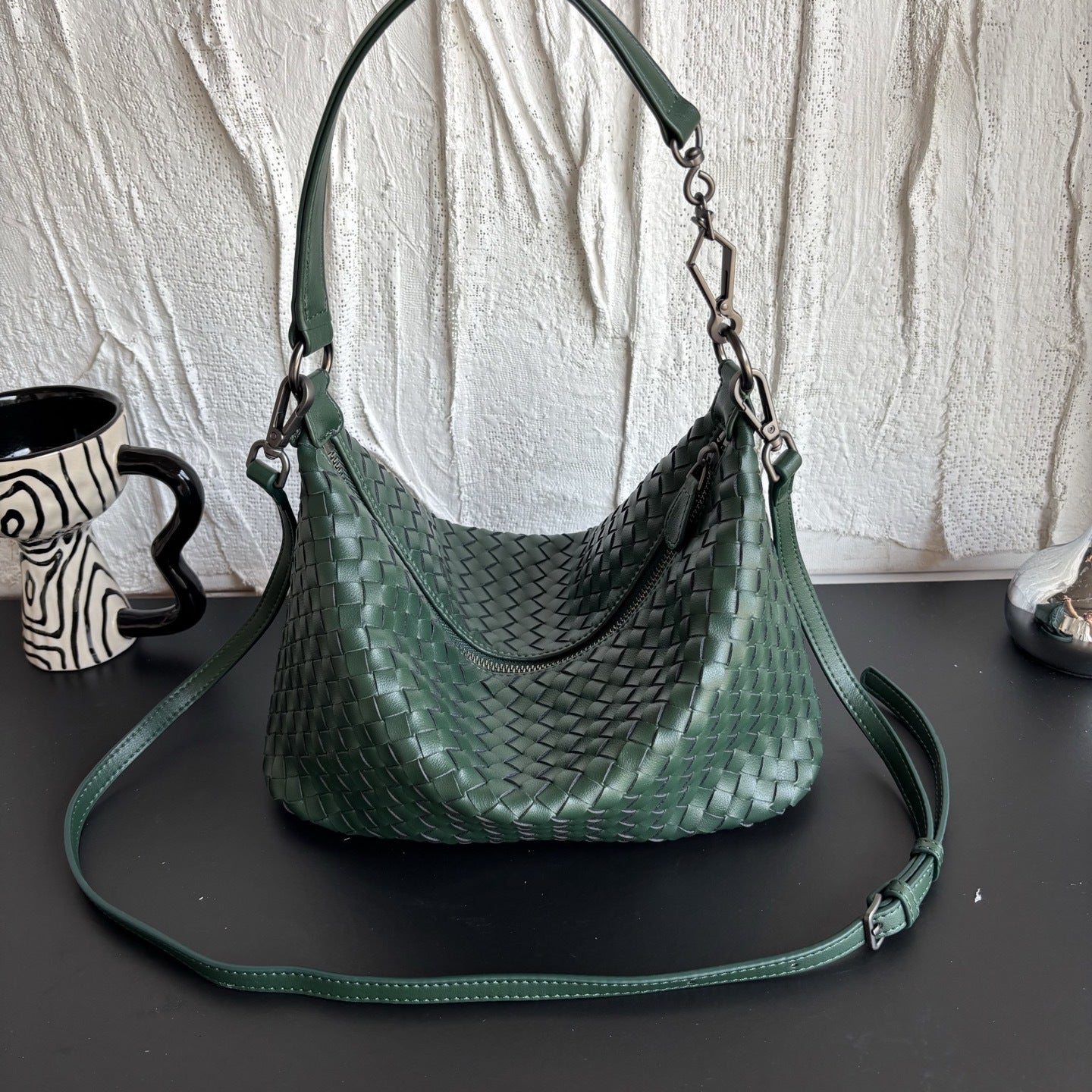 羊皮编织饭盒包饺子包遛狗包慵懒风双肩带腋下包手挽手提斜挎女包