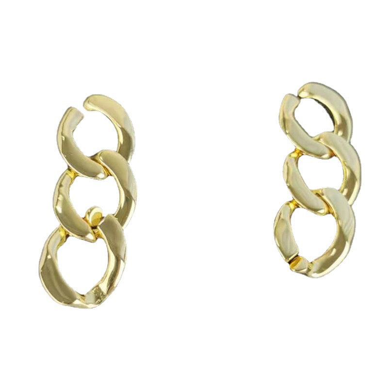 赛家新款耳环女三环扣欧美风时尚气质复古港风ins耳饰链条耳钉