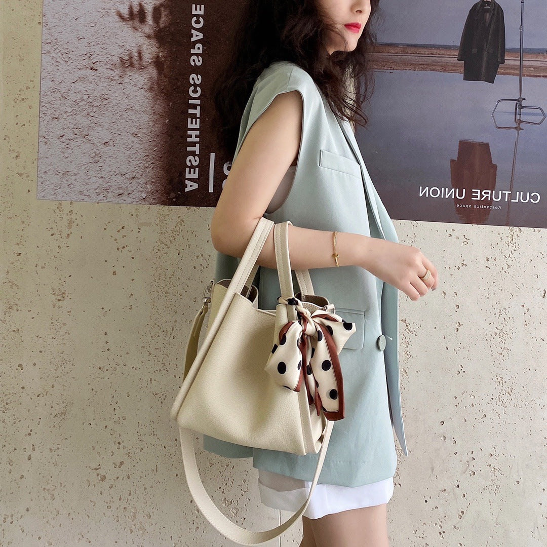 高级感头层牛皮togo水桶包菜篮子包包斜挎单肩手提包女 无痕代发