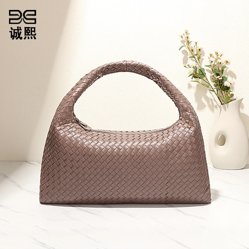 新款高级感大容量质感手提包通勤手工编织包包简约时尚潮流手拎包