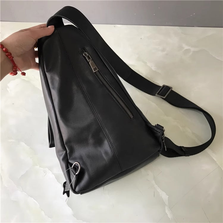 外贸亚马逊头层牛皮男女胸包通勤百搭斜挎包休闲真皮包一件代发