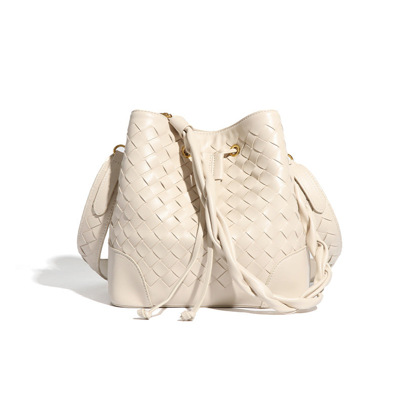 水桶包 2024新款复古编织包大容量通勤单肩包包女士时尚斜跨女包