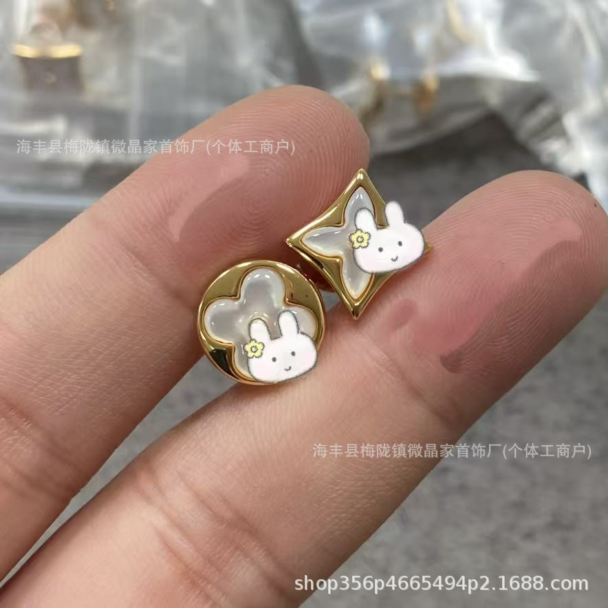 高版驴家老花白贝母手链菱形贝母天河石项链S925银镀18K玫瑰金