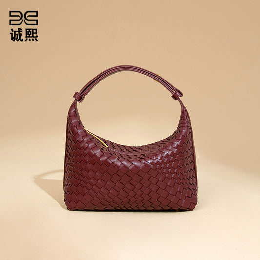 小众设计时尚休闲手拎女包百搭小清新质感单肩腋下包手工编织包包