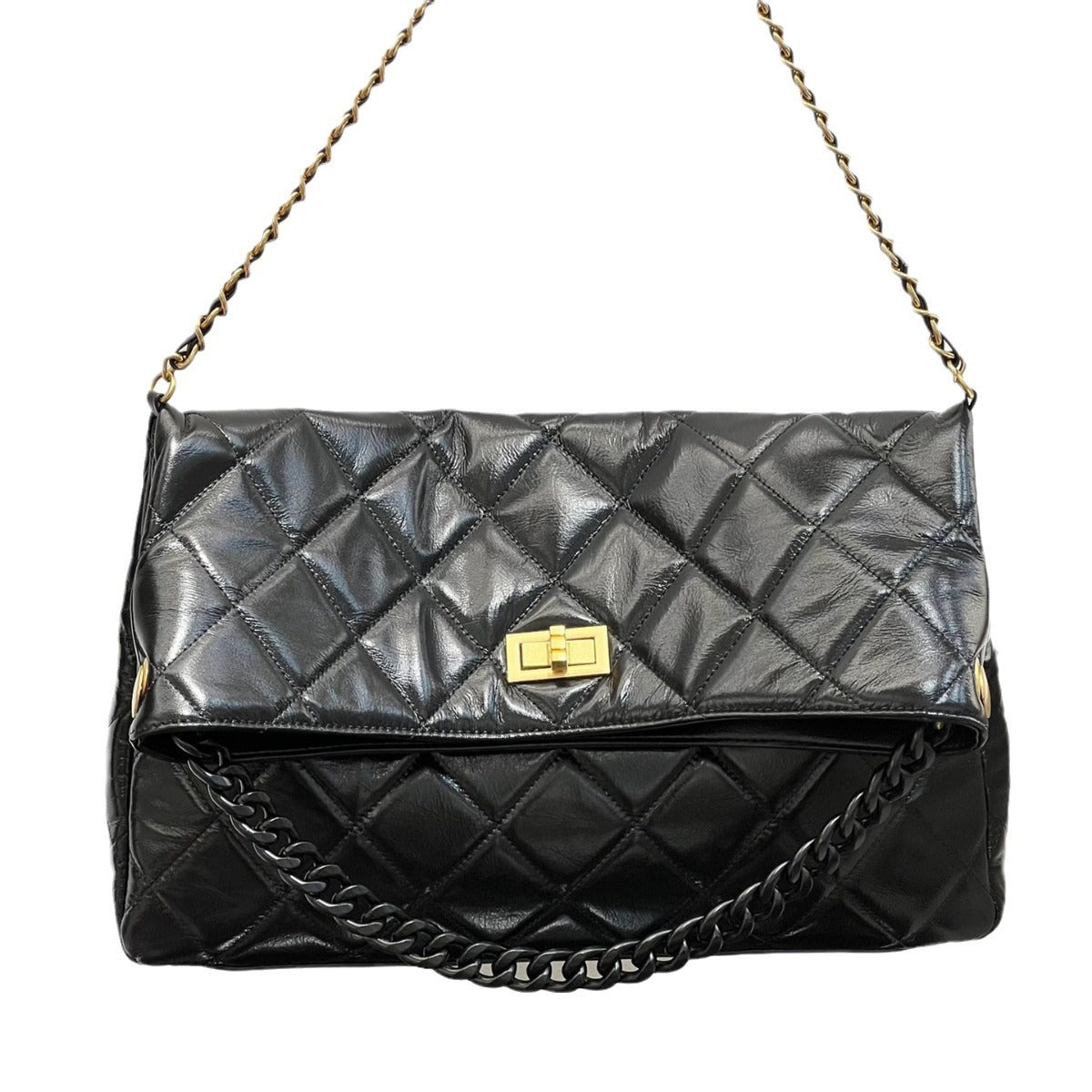 头层牛皮小香风链条托特包流浪包真皮腋下包大容量通勤单肩斜挎包