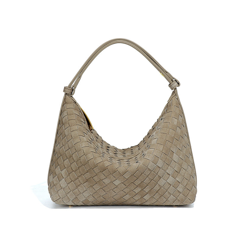 秋冬新品磨砂麂皮绒手拎饭盒包大容量高级感饺子包小众单肩腋下包