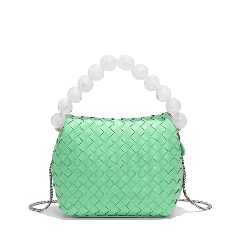 小众设计包包女小清新马卡龙色文艺淑女珍珠提把饭盒包单肩斜挎包