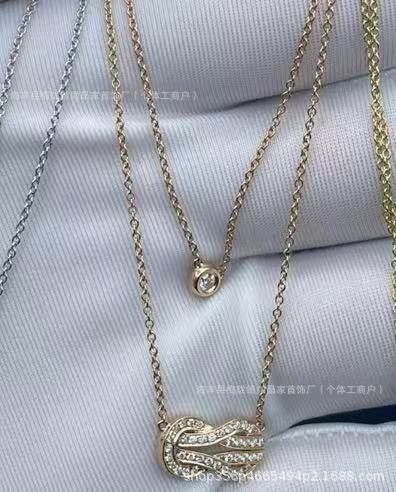 V金高版费雷德半钻8字扣项链小号8字马蹄扣手链不掉色厂家直销