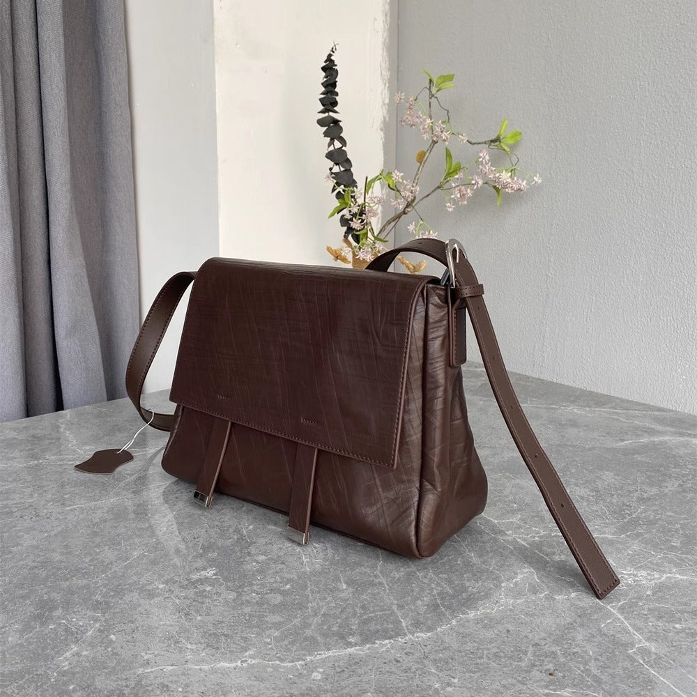 进口头层牛皮外贸出口时尚复古个性手抓纹树木纹休闲邮差包代批发