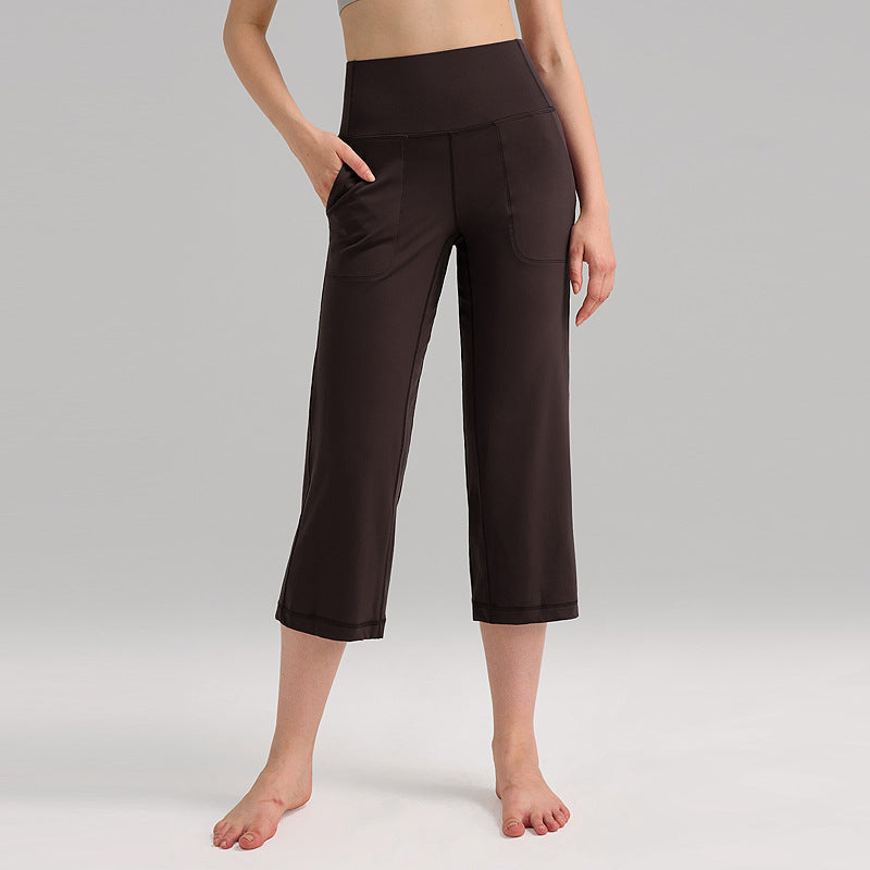 阔腿运动裤女休闲高腰健身lulu瑜伽裤直筒透气速干宽松八分裤23"