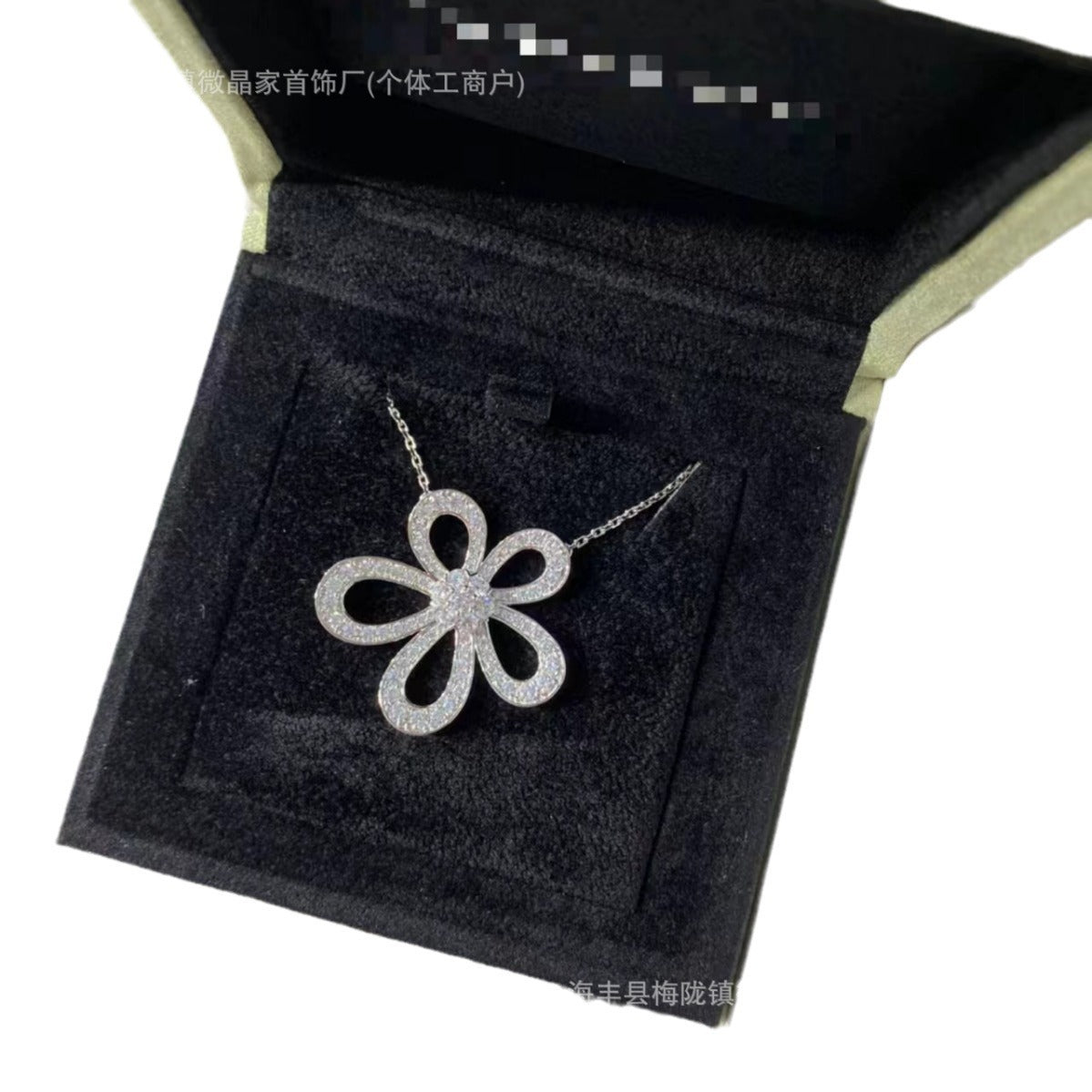 精工高版本网红太阳花满钻项链不掉色925银镀K金大花项链厂家直销
