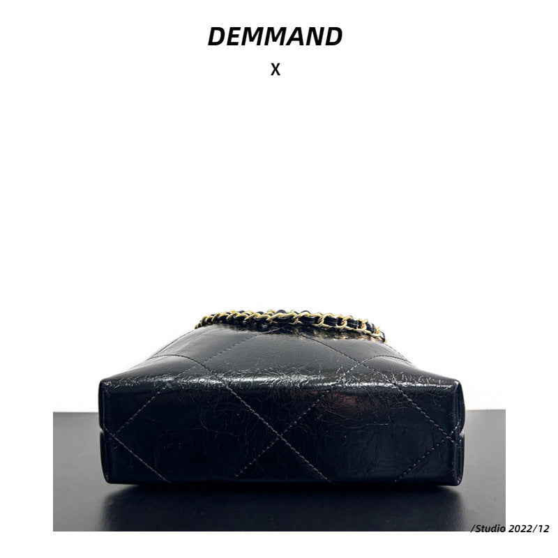 小众设计真皮水桶包女大容量托特包小香风链条单肩包高级感腋下包