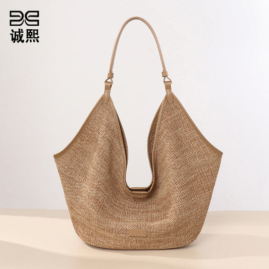 新款沙滩包草编女包复古单肩腋下手提包大容量慵懒风子母托特包包