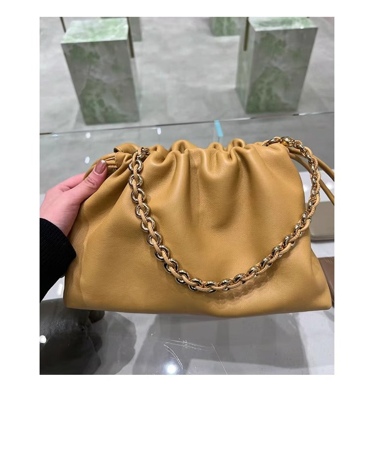 高品质Flamenco云朵包抽绳福袋包头层羊皮腋下包斜挎单肩包女包