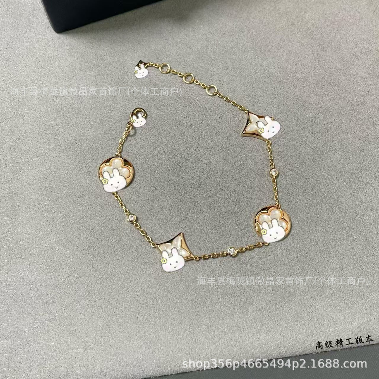 高版驴家老花白贝母手链菱形贝母天河石项链S925银镀18K玫瑰金