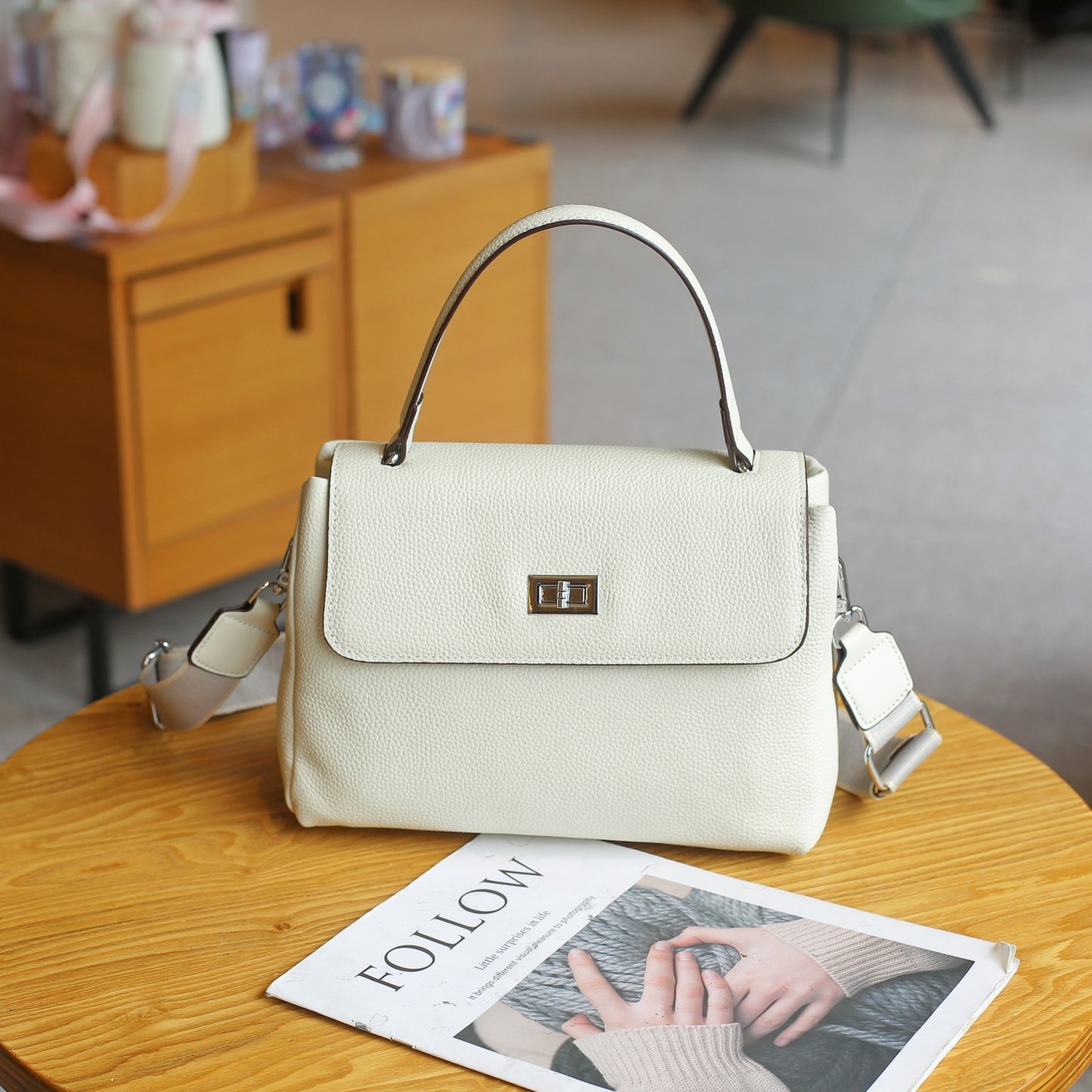 头层togo牛皮手提包通勤百搭单肩包女包时尚小众配双肩带无痕代发