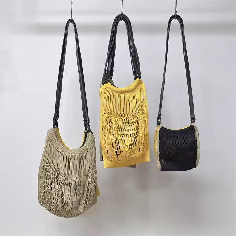 夏日沙滩包小众设计编织网兜镂空购物袋男女同款大容量单肩斜跨包